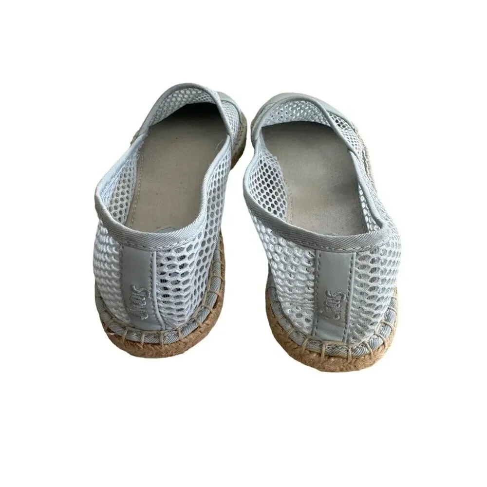 Sam Edelman Lena Perforated Mesh Leather Flat Espadrille Blue Boho 8.5